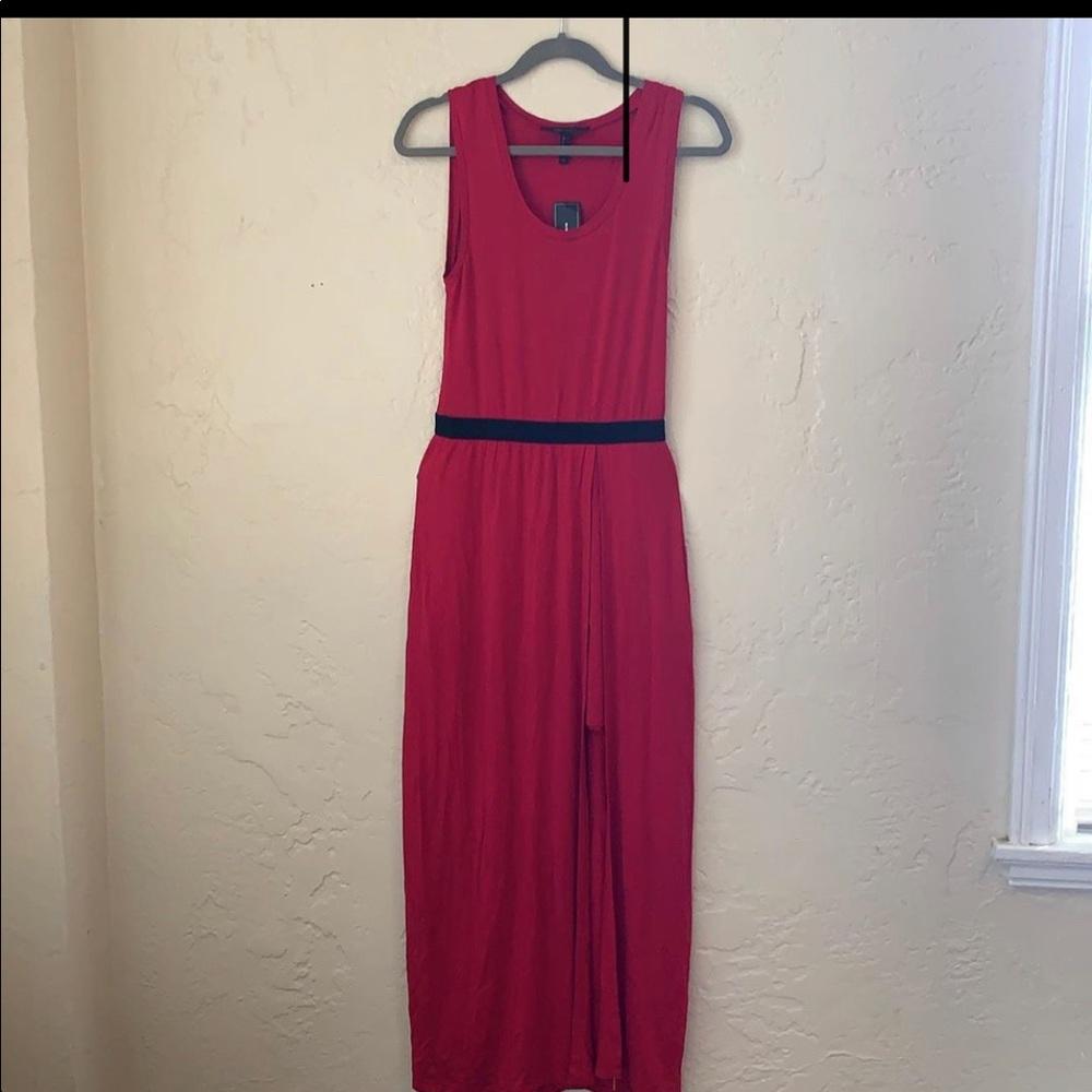 Burgundy midi dress with black
